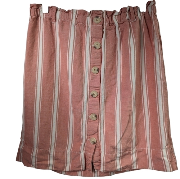 Loft Linen Blend Button Front Skirt Sz S - Picture 1 of 6